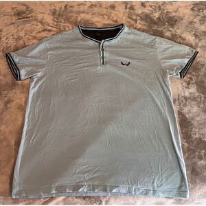 Nick Danger Mens Light Blue Short Sleeve Henley Shirt Wing Logo XL